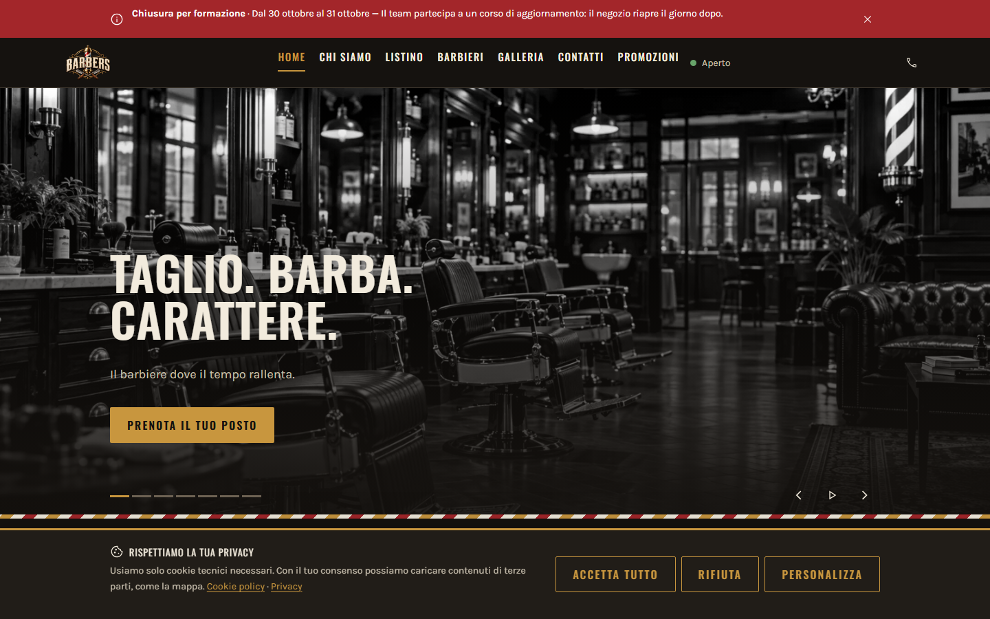 Anteprima della home del sito Barbers Multi