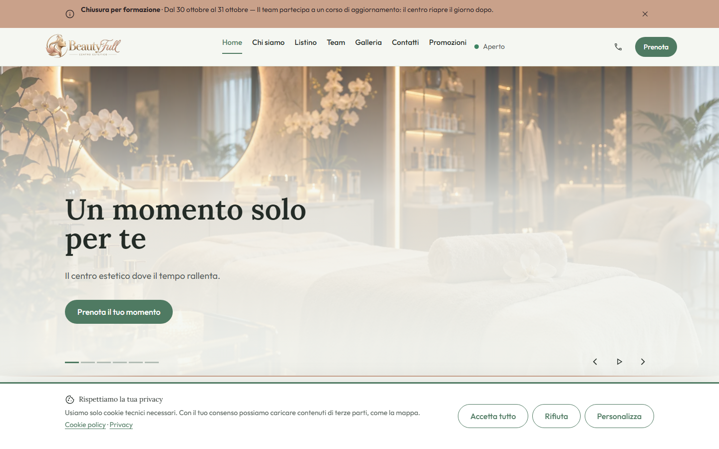 Anteprima della home del sito Beauty Mono