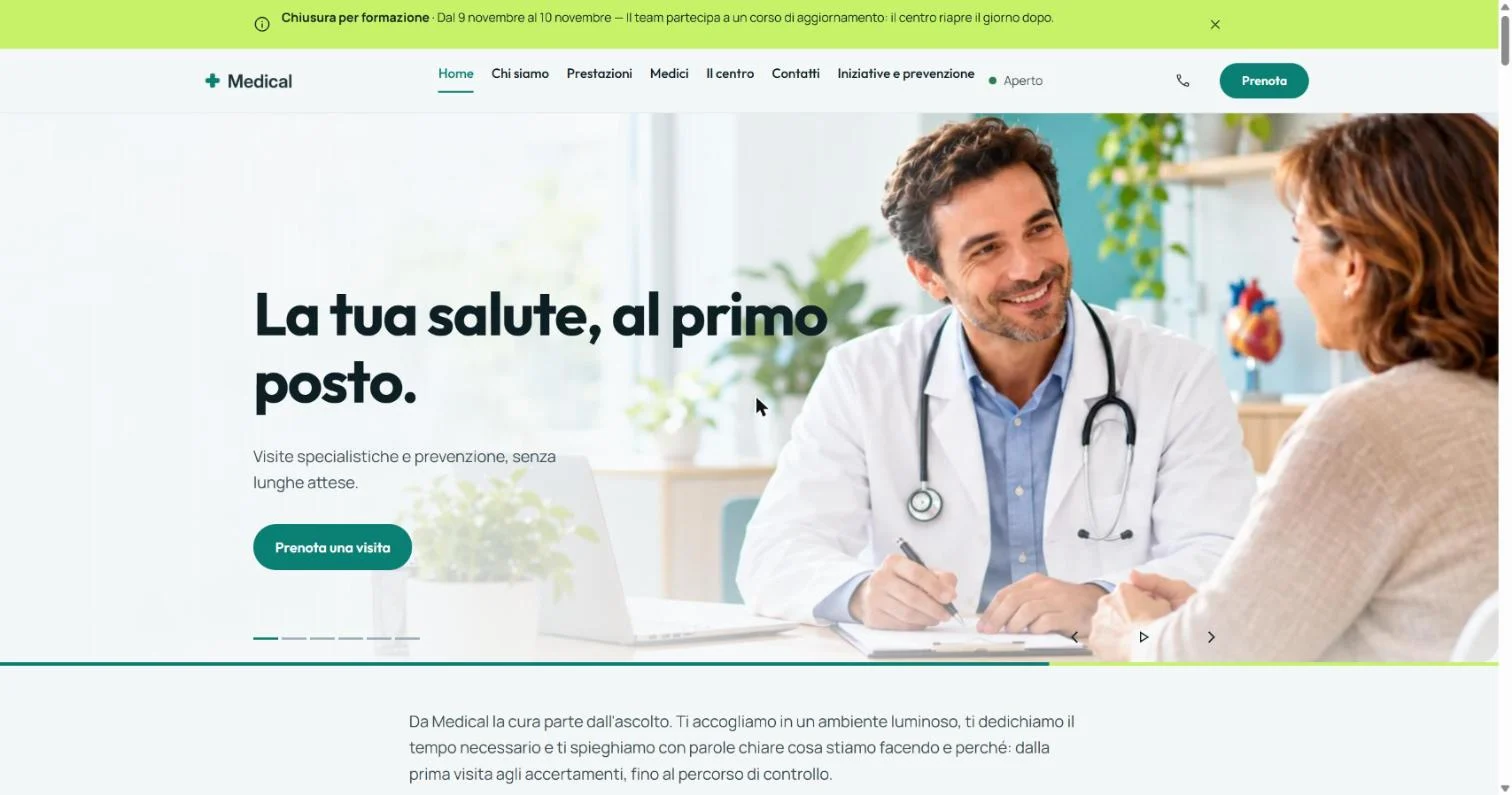 Anteprima della home del sito Medical Mono